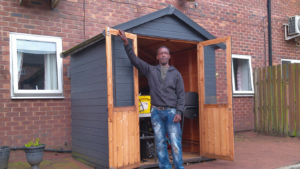 Dwain at the shed he has controlled access to