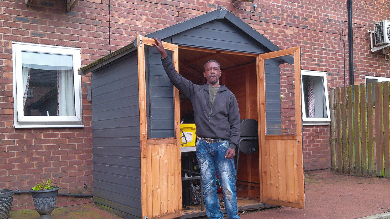 Dwain at the shed he has controlled access to